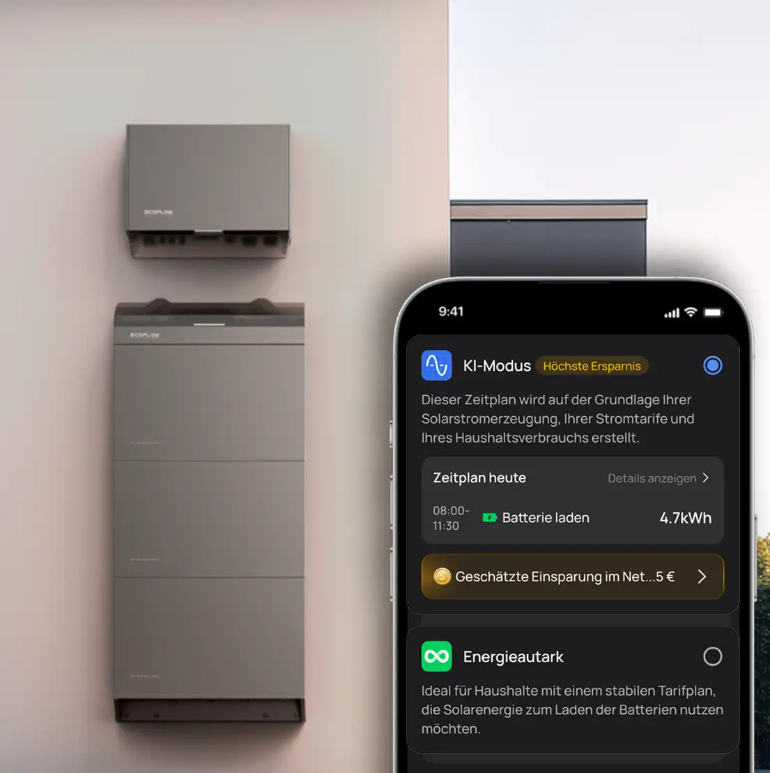 Ecoflow Speicher mit App-Dashboard