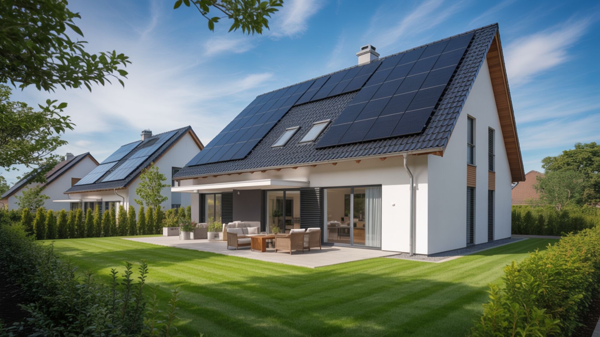 Moderne PV-Anlage auf deutschem Einfamilienhaus